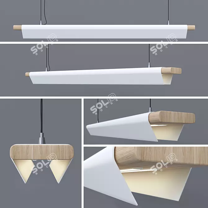 Modern Minimalist Wood and Plastic Lamp 3D model image 1