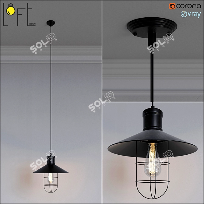 Industrial Loft Pendant Light 3D model image 1