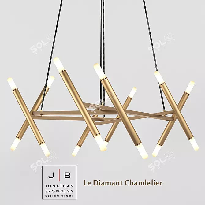 Modern Metal Chandelier and Sconces - Jonathan Browning Le Diamant 3D model image 1