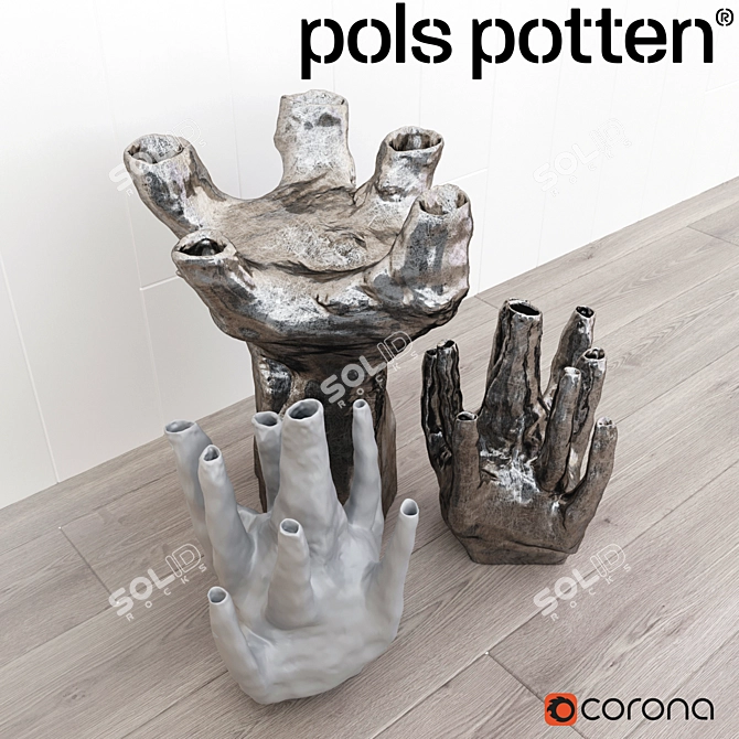 Elegant Pols Potten Vase Set 3D model image 2