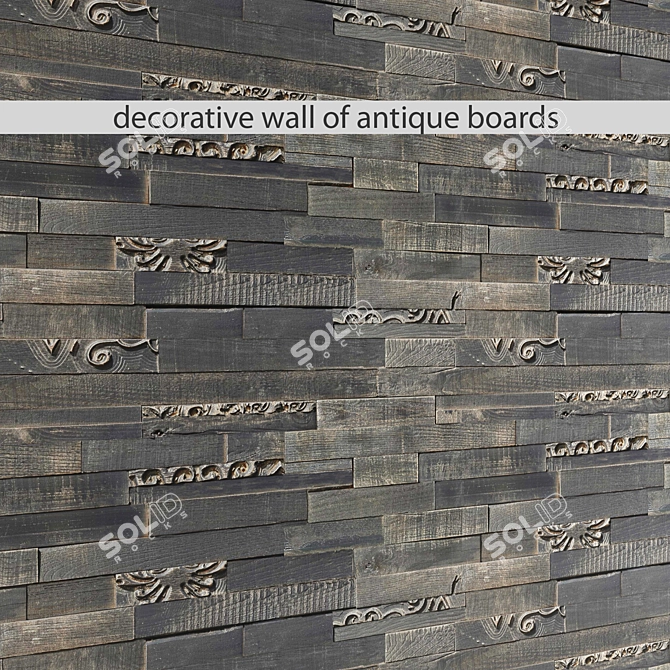 Antik Wood Wall: Timeless Tile Model 3D model image 1