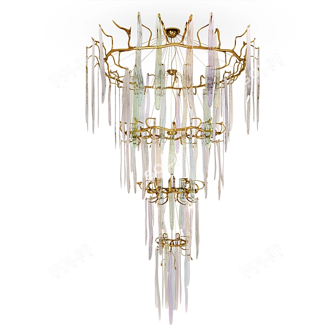 Elegant Serip Waterfall Chandelier 3D model image 1