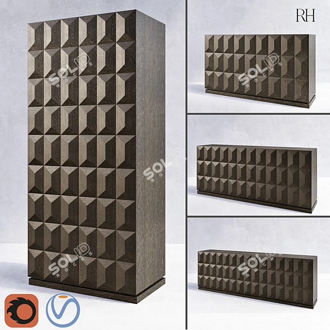 Contemporary Geometric Cabinet 3D model image 1