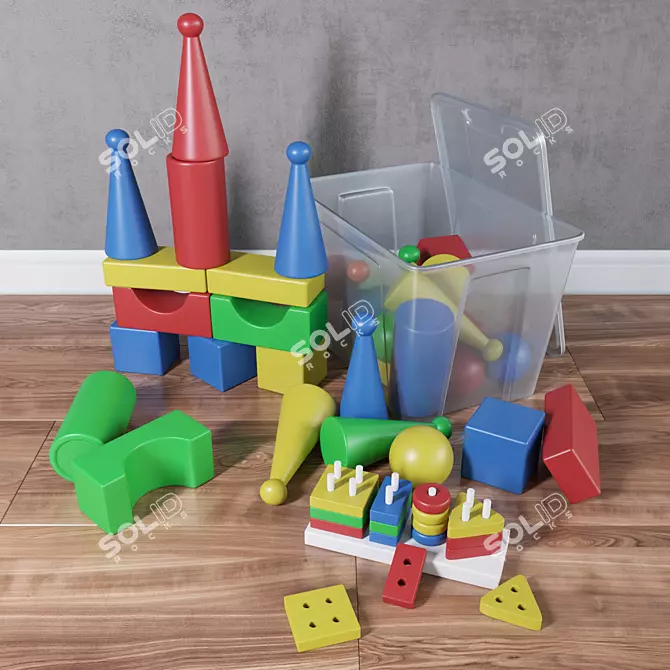 Toy Set with Storage Container 3D model image 1