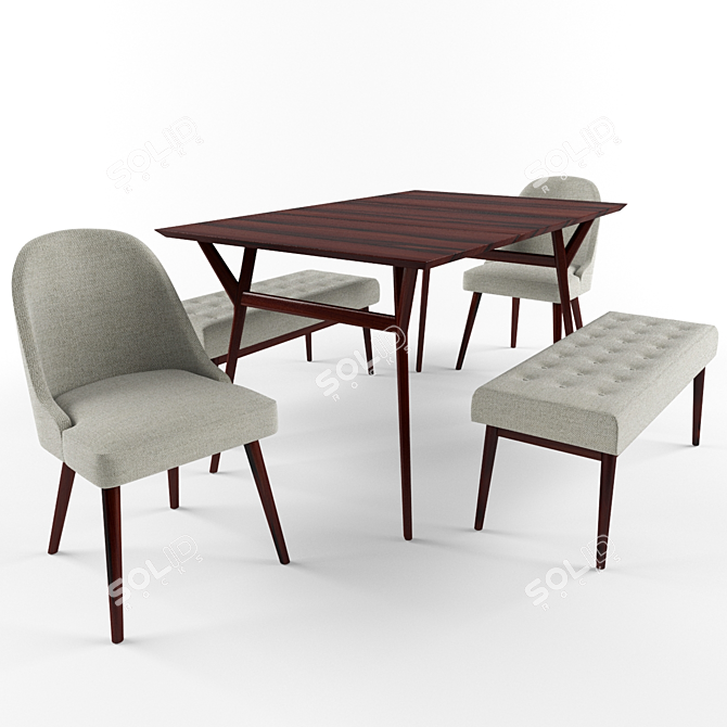  Retro Chic Dining Set 3D model image 1