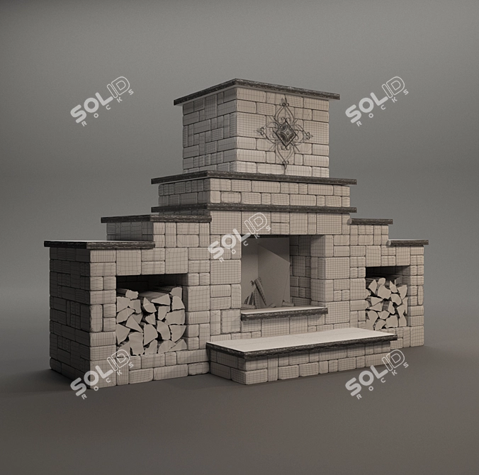 Elegant Grand Fireplace: Corona Render 3D model image 2