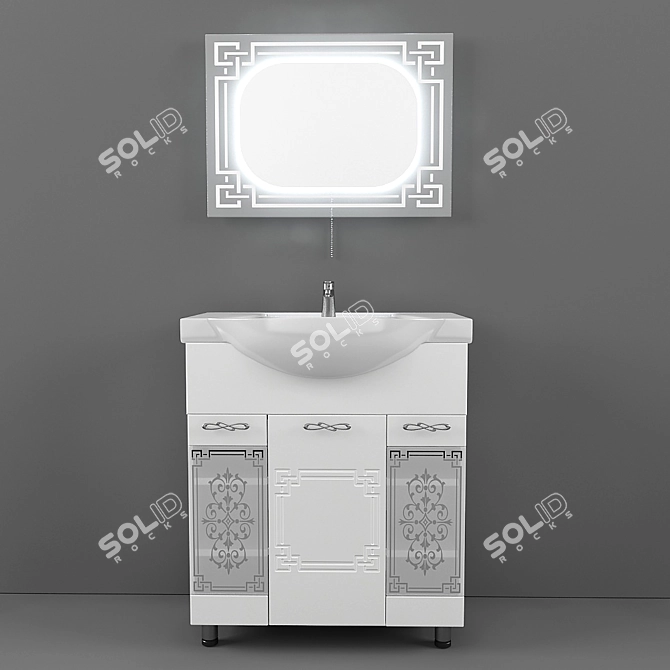 Graceful Reflection: Grandfayans Patricia Bathroom Set 3D model image 1