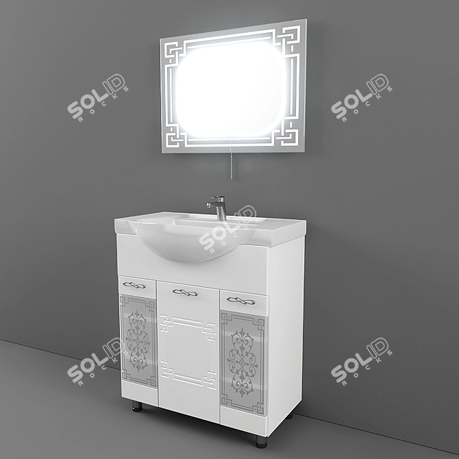 Graceful Reflection: Grandfayans Patricia Bathroom Set 3D model image 2