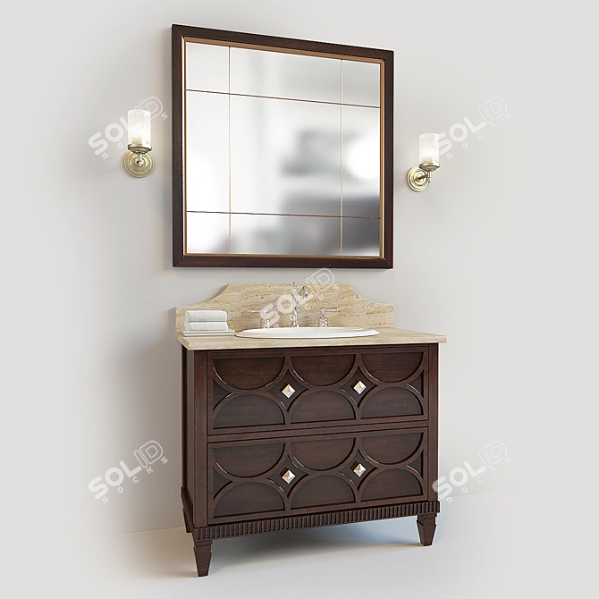 Title: Dalton Sink Chest – Elegant Bathroom Vanity 3D model image 1