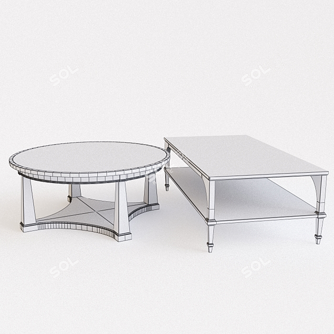 Elegant Sutton House Cocktail Tables 3D model image 3