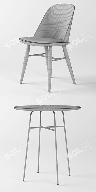 Synnes Dining Chair & Afteroom Cafe Table: Scandinavian Style Dining Set 3D model image 3