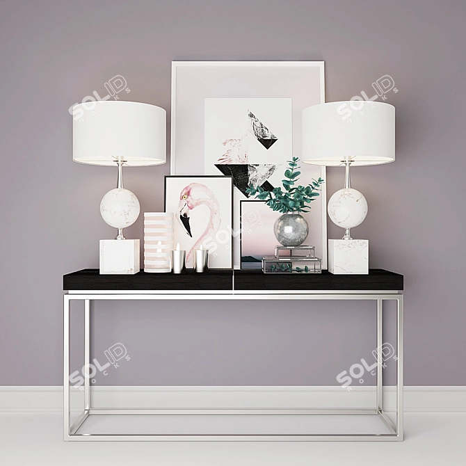 Elegant Decor Set with Posters 3D model image 1