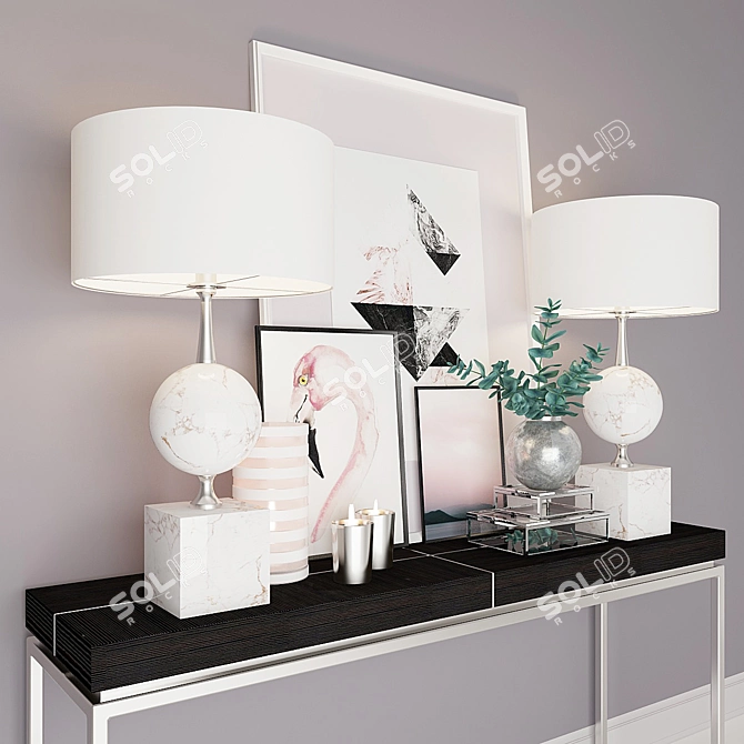 Elegant Decor Set with Posters 3D model image 2