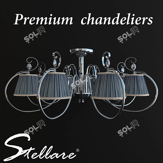 Chic Chrome Stellare Chandelier 3D model image 1