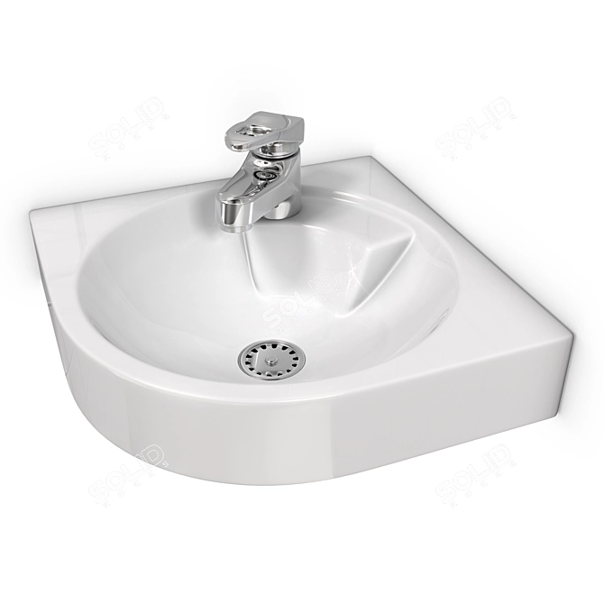 Architec Corner Washbasin - Sleek and Space-saving 3D model image 1