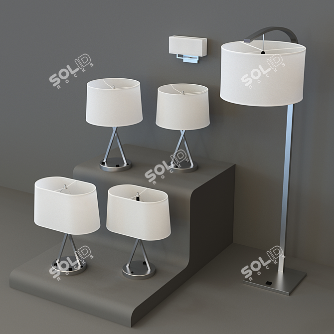 Plaza Lightning Set: Low-Poly Lamps 3D model image 1