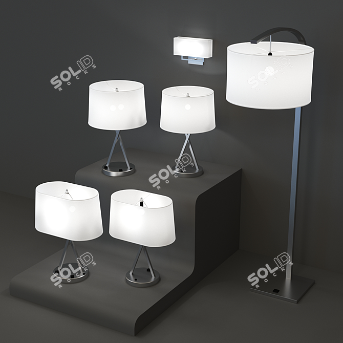 Plaza Lightning Set: Low-Poly Lamps 3D model image 2
