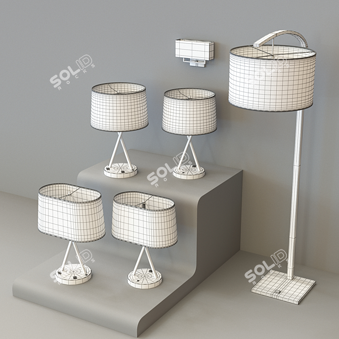 Plaza Lightning Set: Low-Poly Lamps 3D model image 3