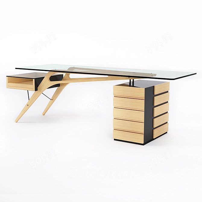 Zanotta Cavour: Sleek and Spacious Desk 3D model image 1