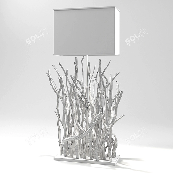 Rustic Driftwood Floor Lamp 3D model image 2