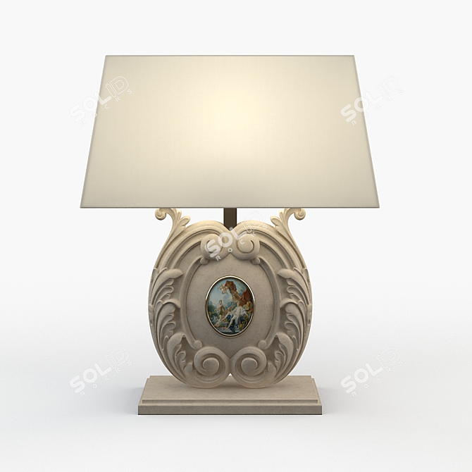 Elegant Carved Table Lamp 3D model image 1