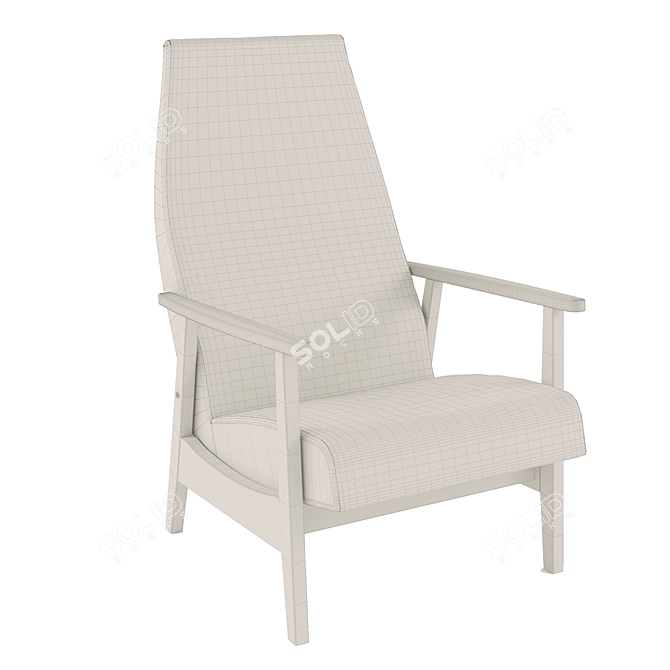 Modern Wood Lounge Chair 3D model image 2