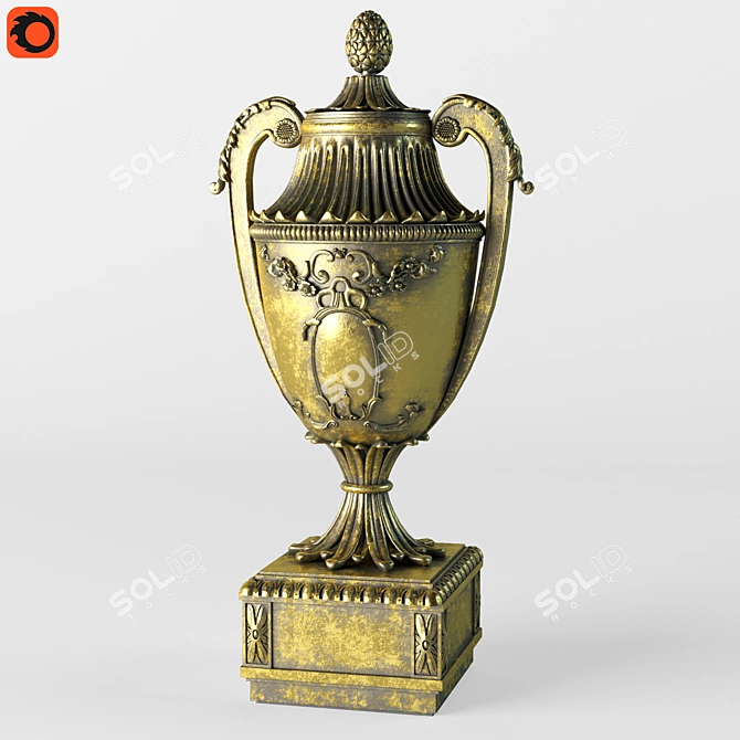 Elegant Bronze Floor Vase 3D model image 1