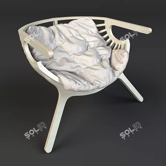 Modern Wood-Frame Armchair 3D model image 1