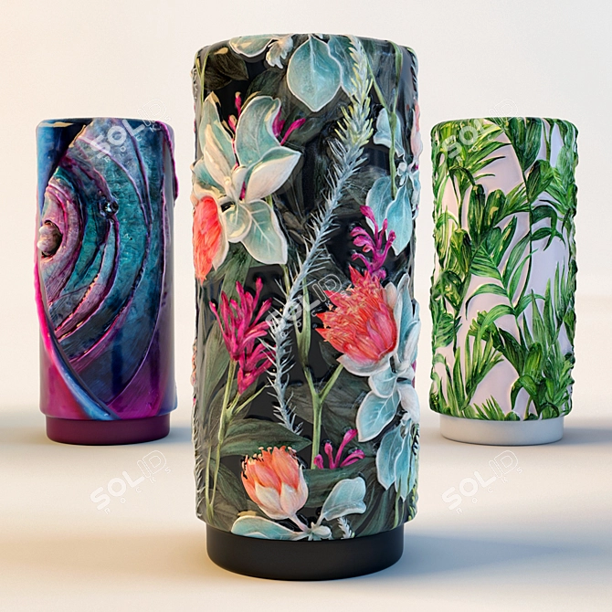 Elegant Handcrafted Floral Vase Collection 3D model image 1