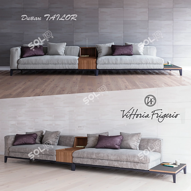 Tailor Modular Sofa: Two Stylish Fabric Variants 3D model image 1