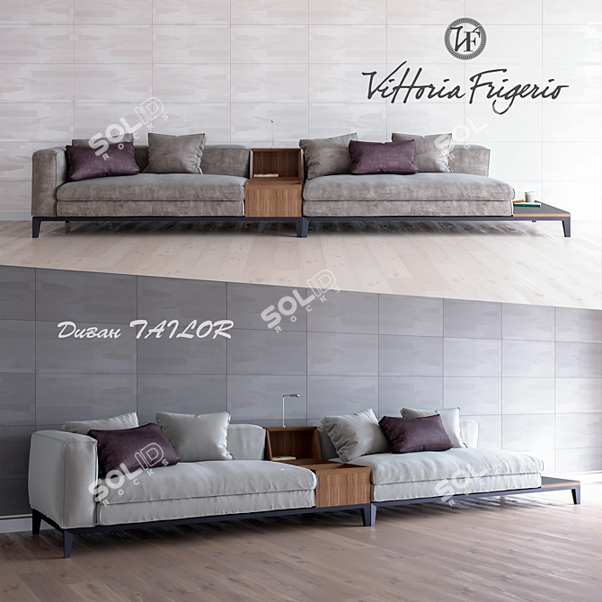 Tailor Modular Sofa: Two Stylish Fabric Variants 3D model image 2