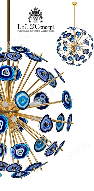 Agate Burst Chandelier: Blue Elegance 3D model image 2