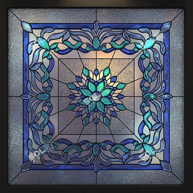 Stained Glass Square: Beautiful, Handcrafted Design 3D model image 1