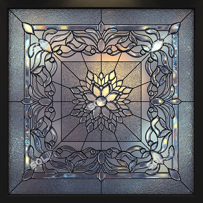 Stained Glass Square: Beautiful, Handcrafted Design 3D model image 2