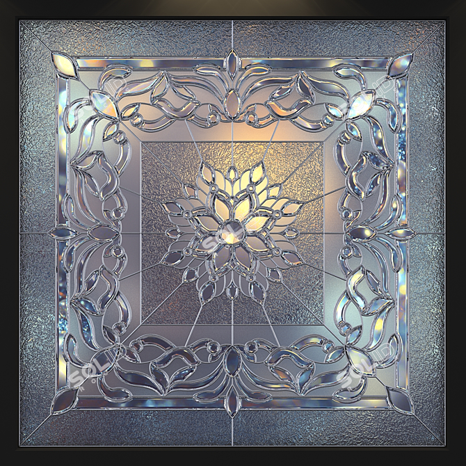 Stained Glass Square: Beautiful, Handcrafted Design 3D model image 3