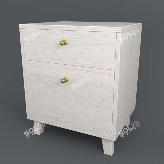 Thimon Oak Bedside Table - Adds a Pop of Print to Your Bedroom! 3D model image 1