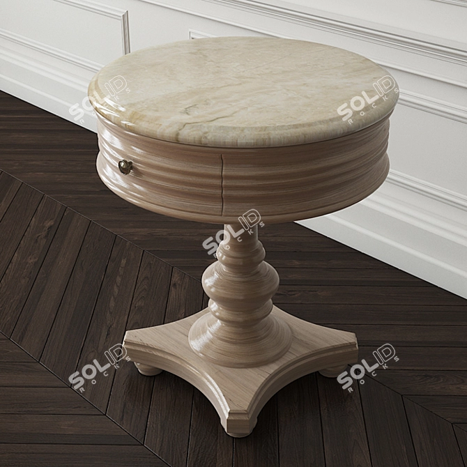 Sonoma Marble-Top Round Side Table | Wood Material 3D model image 3