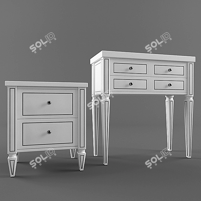 Classic Console and Bedside Table Set 3D model image 1