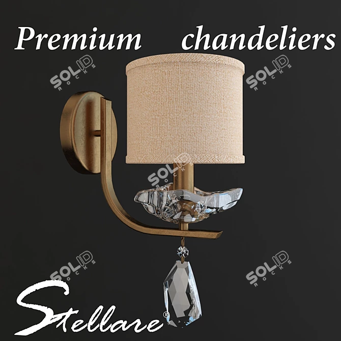 Stellare Brass Wall Sconce with 1 Lamp 3D model image 1