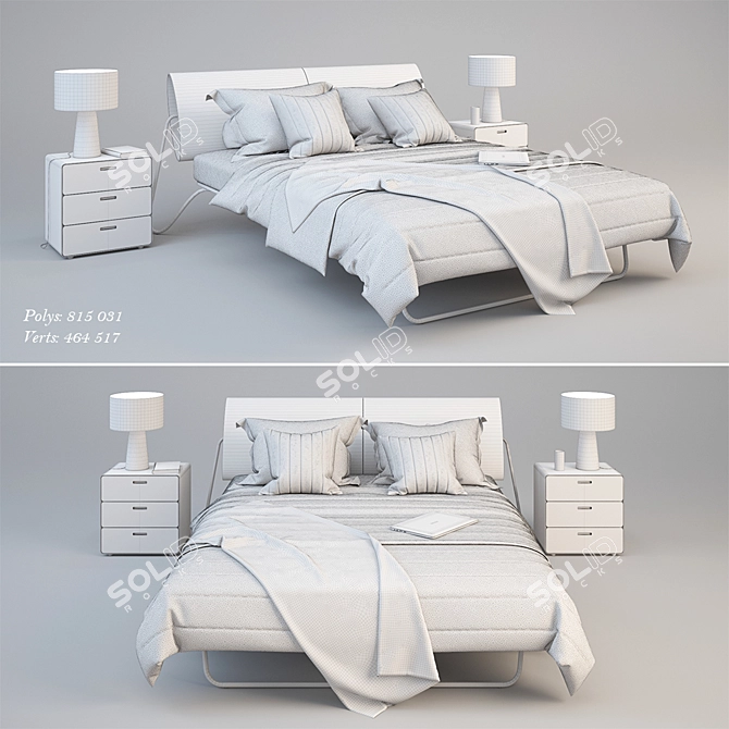 Elegant Roule Bed by Caccaro 3D model image 2