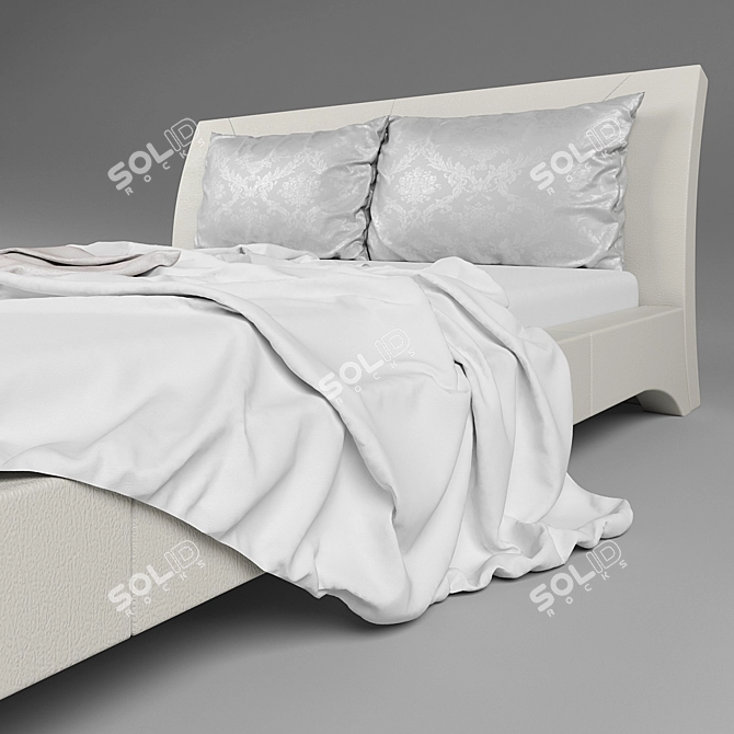 Elegant Curved Headboard Double Bed 3D model image 2