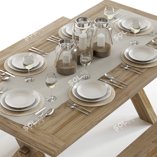 Elegant Toscana Dining Set 3D model image 2