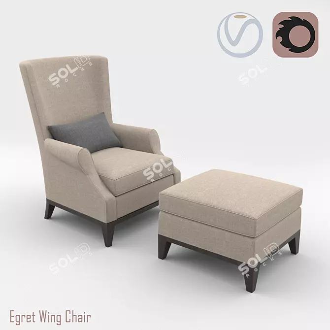 Elegant EGRET Wing Chair 3D model image 1