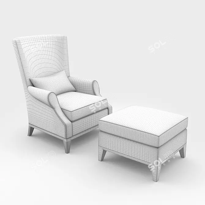 Elegant EGRET Wing Chair 3D model image 3