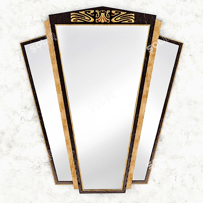 Art Deco Triptych Mirror - Large Wall Décor 3D model image 1