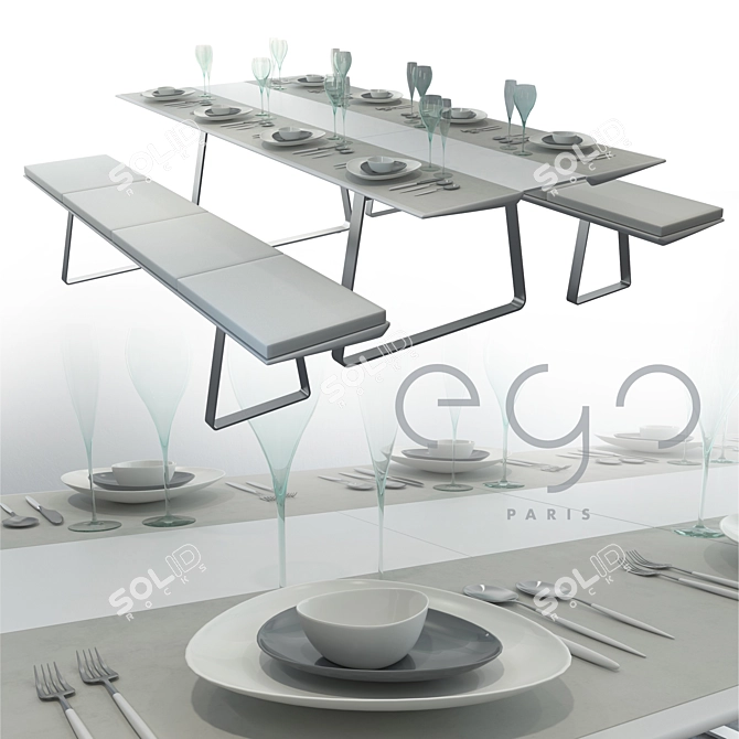 Extrados Garden Table: Elegant and Spacious 3D model image 1