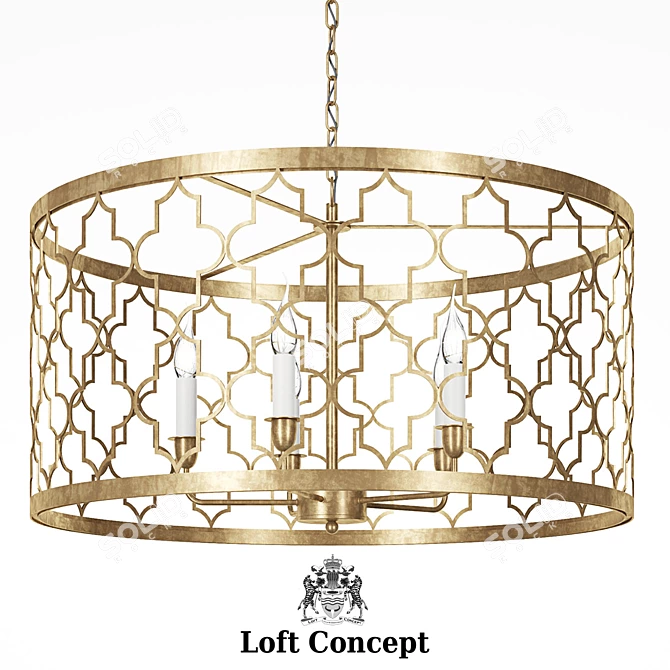 Romeo Five Light Pendant: Industrial Loft Elegance 3D model image 1