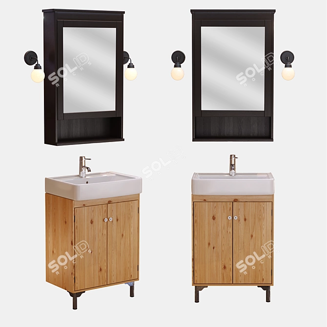 Sleek Silveron Mirror Cabinet 3D model image 1