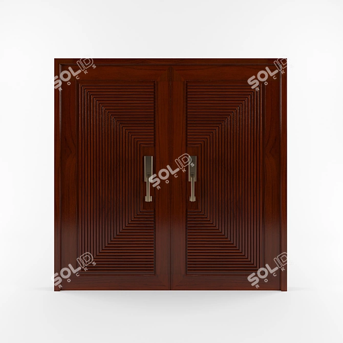 Pahudia Wood Door: Exquisite Craftsmanship & Timeless Elegance 3D model image 1