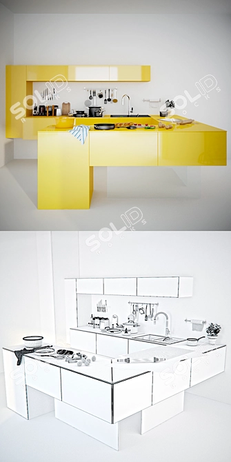 Modern Lago 9 Kitchen 3D model image 3